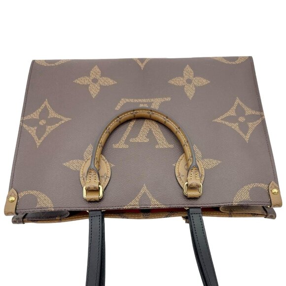 Louis Vuitton  Onthego MM Giant Monogram Reverse Canvas Tote Bag Brown - Picture 5 of 12